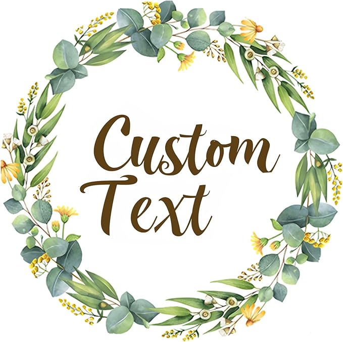 Premium Custom Stickers Labels - Personalized Stickers for Businesses Logo and Name. Birthday Pets and Label Product Boxes Wedding Favors Waterproof Labels (Wreath 4, 3 inch)