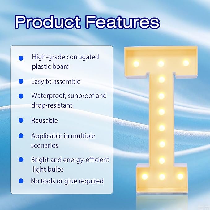4FT Marquee Plastic Letters T - Light up Letters T Are Made from Corrugated Plastic Board - Quick Assembly Without Tools, Disassembled Components Can Be Used for Garage Sale Signs, Yard Sale Signs