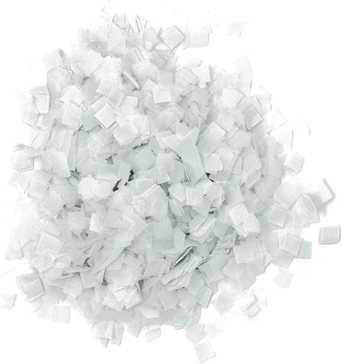 Ultimate Confetti Biodegradable Tissue Confetti, White Color - Fluttering Tissue Paper Squares for Confeti Cannon and Launcher Use, Table Decorations, and More (20 Handfuls per Bag, 1 lb) (White)