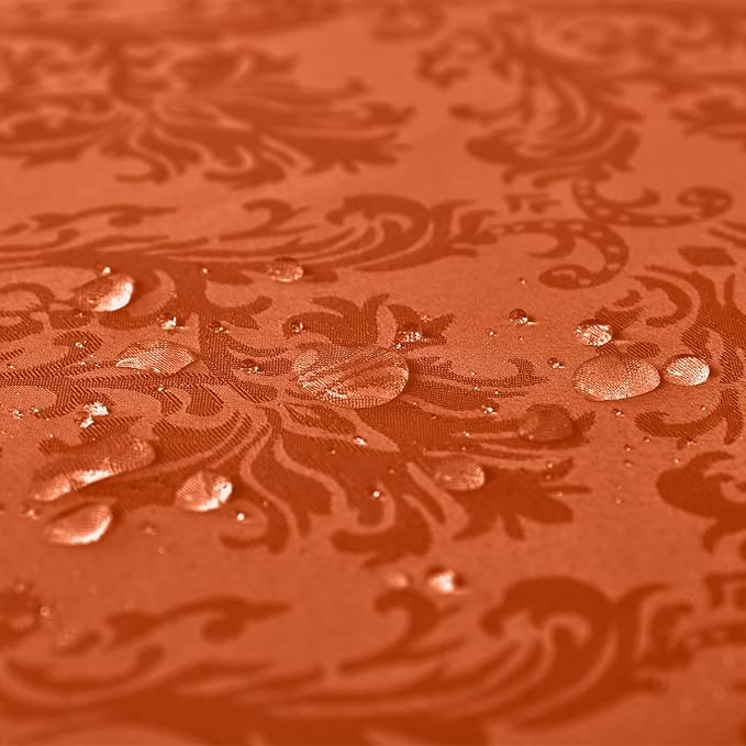 SASTYBALE Jacquard Tablecloth for Square Tables, Heavy Weight Damask Table Cloth Square, Autumn Polyester Table Cover for Kitchen Parties Thanksgiving Farmhouse, Rust 52×52 Inch