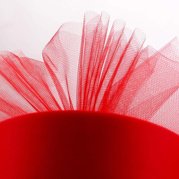 Tulle Rolls 6” by 100 Yards (300 feet) Tulle Roll Spool Fabric for DIY Tutu Skirts Wedding Baby Shower Crafts Decorations Party Supplies (Red)