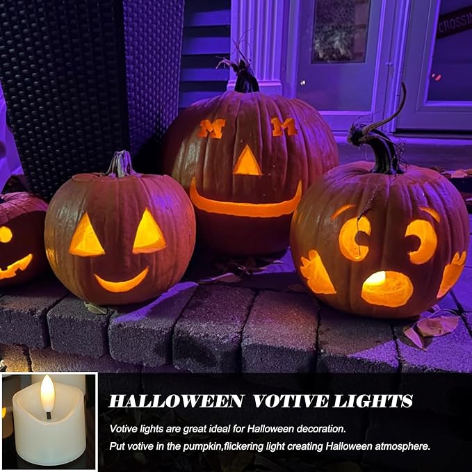48 Pack Battery Operated Votive Candles 1.5 x 1.67 inches Flameless Votive Tealights Black Wick Tea Lights LED Electric Fake Candles Realistic for Wedding Christmas Thanksgiving Party Decoration