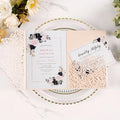 50pcs Tri-Fold Laser Cut Invitation with Envelope Blank Inner Sheets RSVP Cards Personalized Wedding Invitations for Bridal Shower QuinceañEra Engagement Birthday Invites 5X7 Inch Blush Pink
