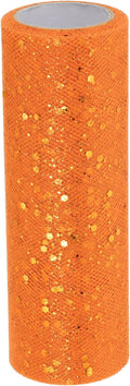 PATIKIL Tulle Fabric Rolls, 6 Inch by 10 Yards Fabric Spool Tulle Sparkling Ribbon Netting Sequin for DIY Tutu Skirts Crafts Wedding Party Decorations, Orange