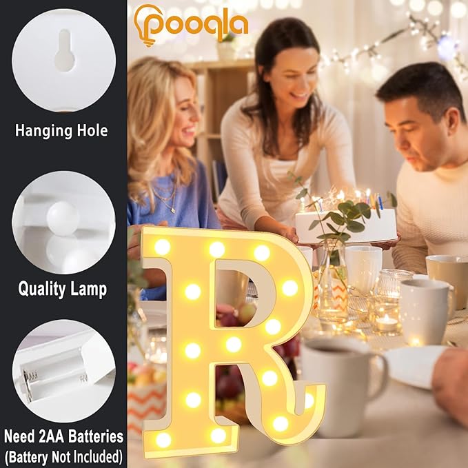 Pooqla LED Marquee Letter Lights, Warm White and Cool White Decorative Lighted Letters, Light Up Alphabet Letters for Boys Girls, Party, Wedding, Bar, Night Light, Birthday Decoration, Letter V