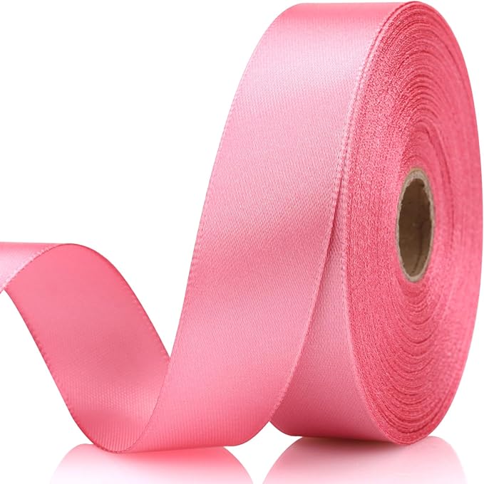 Rose Gold Ribbon 7/8 Inch 30 Yards Satin Craft Ribbon-Single Face Polyester Ribbon for Handmade Roses,Gift Wrapping,Timeless Flower,Bouquets,Wedding and Party Decoration