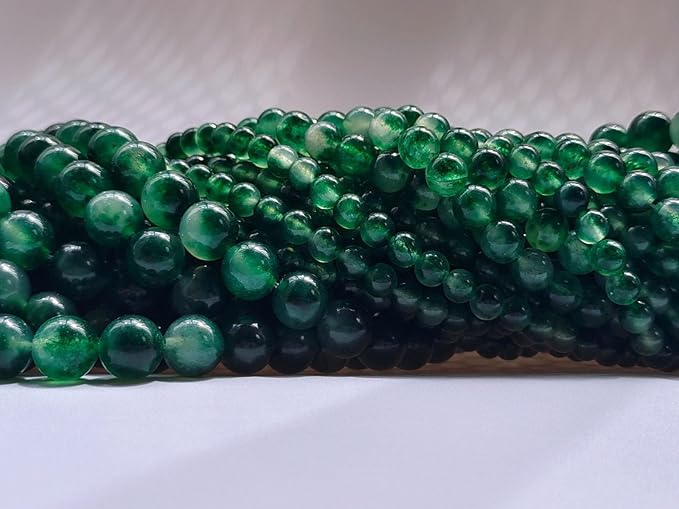 Stone Beads 10mm 60pcs Green Flower Jade Beads Round Loose Gemstones Beads for Bracelet Necklace Jewelry Making (10mm, 61026 Green Flower Jade)