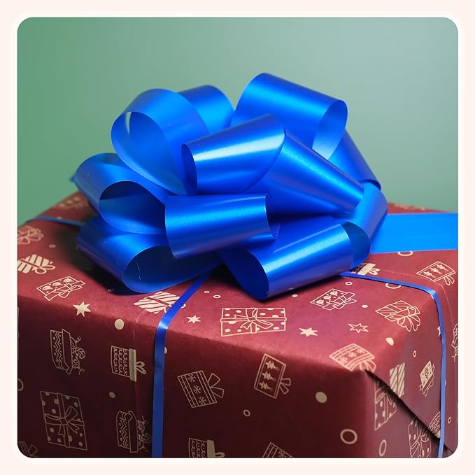 6 PCS 6 Inch Blue Pull Bows - Perfect for Gift Wrapping, Wedding Decor, Car Bows, Birthday Parties, Christmas and Valentine's Day