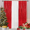 SquarePie Sequin Curtain Backdrop 2FT x 8FT Red 2pcs Background for Wedding Party Christmas
