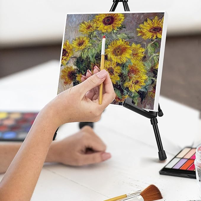 AROIC 6 pack 14'' Tabletop Easels, Black Steel Table Top Easels for Display, Adjustable Portable Table Top Easel for Paintings, Signs, Posters,Frame Pictures(with 6 Bags)