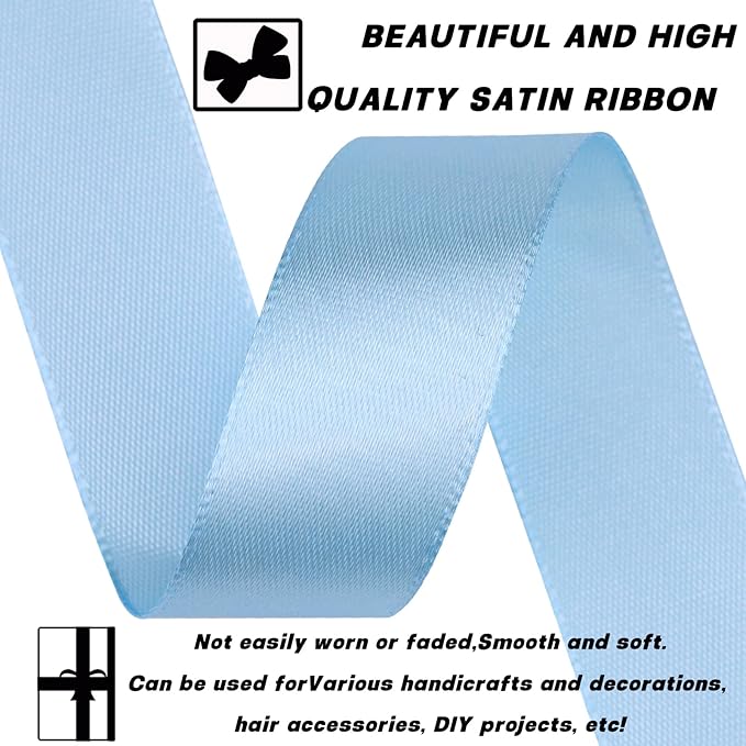 Sky Blue Satin Craft Ribbon - 7/8 Inch, 30 Yards - Polyester, Multiple Occasions
