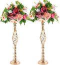 Gold Metal Wedding Centerpieces - Twist Candleholder Stands & Flower Vases for Reception Tables