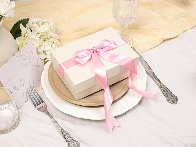 Rose Pink Satin Ribbon 1 inch X Continuous 25 Yards, Single Face Polyester Ribbon Perfect for Gift Wrapping, Flower Bouquet, Wedding Decor, Crafts, Bow Making, Sewing and More
