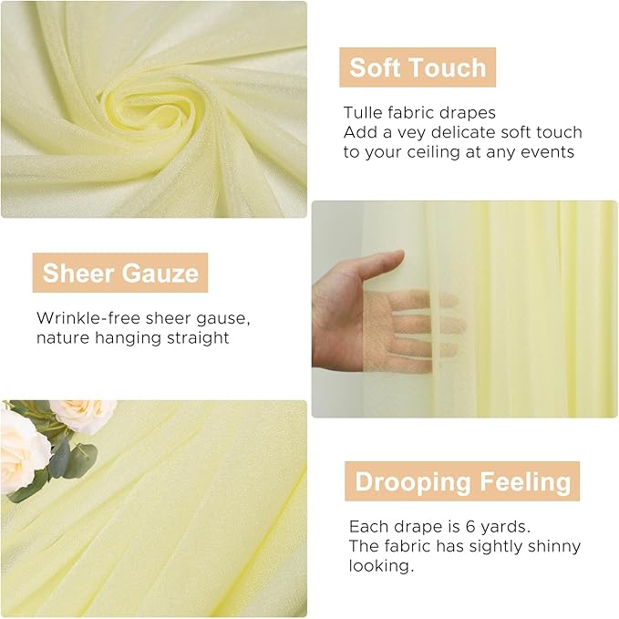 Wokceer Wedding Arch Draping Fabric 28.7" x 20FT Beige Sheer Drapes Backdrop for Wedding Ceremony, Birthday Party, Bridal Shower Decoration