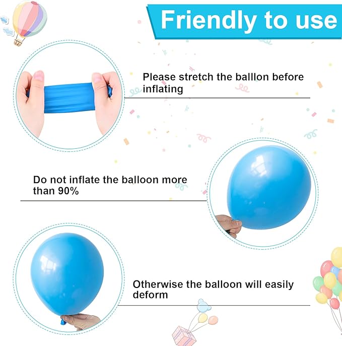 Blue Silver White Confetti Balloons Kit, Light Blues Metallic Blue Pastel Blue and Pearl Silver Birthday Balloon, for Boy Birthday Baby Shower Wedding Party Decor