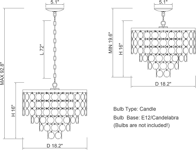 ALICE HOUSE 18.2" White Shell Chandeliers, Brushed Brass Finish, Coastal Kitchen Island Light Fixture, 4 Light Modern Pendant Light for Dining Room, Entryway and Bedroom, ETL Listed, AL2608-P4