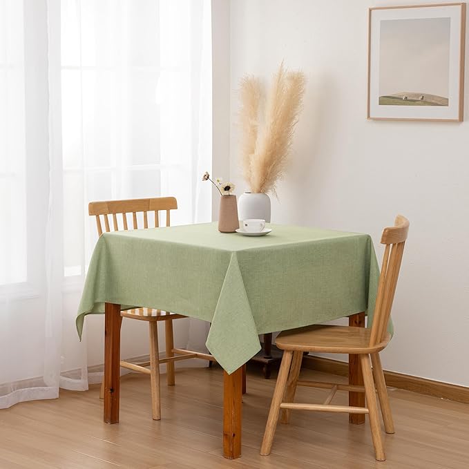 Hiasan Faux Linen Square Tablecloth - Wrinkle and Stain Resistant Washable Table Cloth for Kitchen Dining Room Holiday Table Cover for Dinner, Green, 30 x 30 Inch