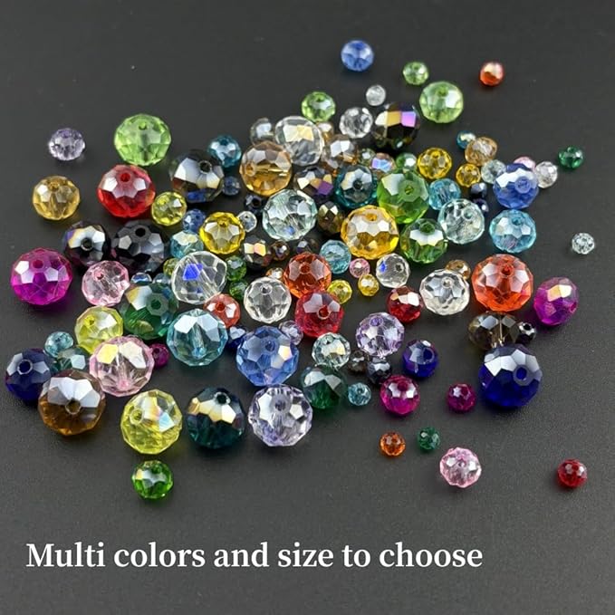 500pcs 3mm Crystal Glass Beads for Crafts Faceted Rondelle Glass Beads for Jewelry Making Crystal Spacer Beads for Necklaces Bracelets Earrings DIY Craft(Orange AB)