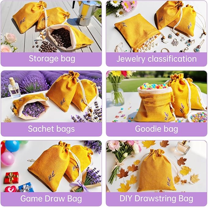 Daclubmenxy D&C 20PCS Sachet Bags Empty for Lavender, Burlap drawstring bags, Jewelry Pouches 4.5'' x 6.0'' Drawstring Gift Bags for Wedding, Christmas, Party Favor Bags (Orange, 4×6in)