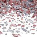 Rose Gold and Silver Happy Birthday Confetti, 3000 Pcs Birthday Cake Table Metallic Foil Confetti Party Table Decor for Party, Baby Shower, DIY Arts and Crafting