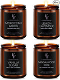Scented Candles for Home Scented Aromatherapy Candles, 4 Pack 28 Oz Soy Wax Candle Gift Set for Women Men (Lemon Lavender/Vanilla Sugar/Sandalwood Rose/Moroccan Amber)