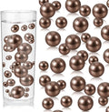 100PCS Brown Faux Pearls Beads for Centerpiece Vases, Vase Filler Faux Pearls, No Holes Filler Beads for Party Anniversary Birthday Wedding Table Decor, 14/20/30mm