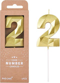 PHD Crystal Gold 2.76 Inch 2 Number Birthday Candles, Gold Cake Number Candles for Party Celebration