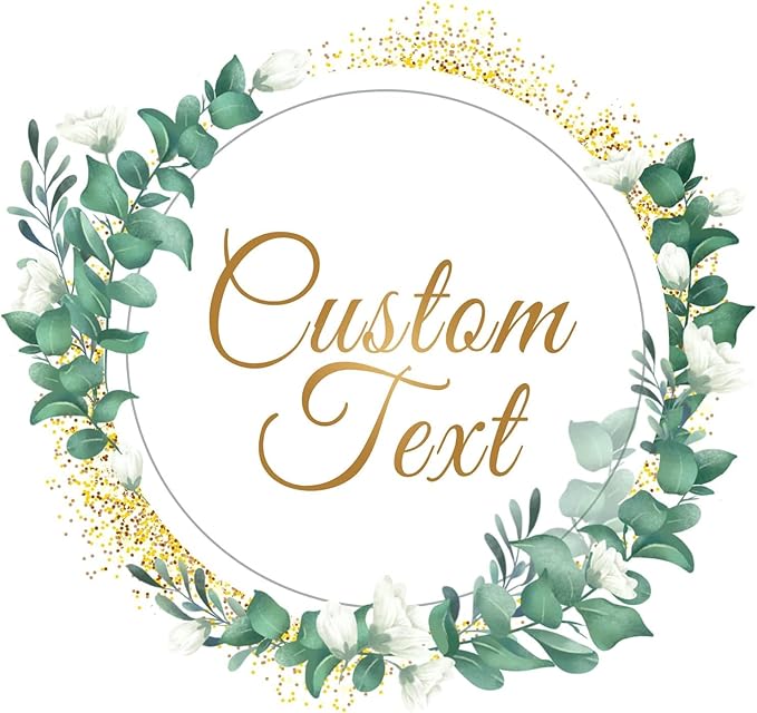 Premium Custom Stickers Labels - Personalized Stickers for Businesses Logo and Name. Birthday Pets and Label Product Boxes Wedding Favors Waterproof Labels (wreath 20, 3 inch)