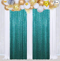 Poise3EHome 2Pcs 2Ft x 8Ft Teal Sequin Backdrop Curtains, Glitter Photography Background, Sequence Xmas Thanksgiving Backdrop for Wedding Party Holiday Festival Decor