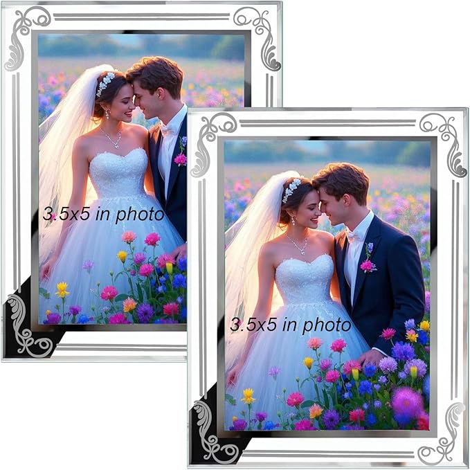 Photo Frames Picture Frame 2 Pack 3.5x5 High Definition Glass Vertical and Horizontal for Table Desk Shelf Office House Decoration Gifts