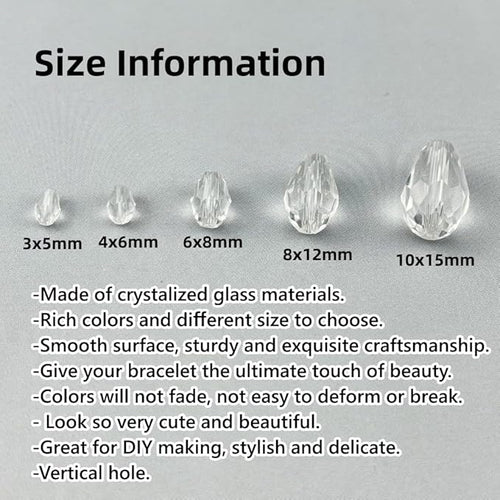 150pcs 4x6mm Teardrop Crystal Glass Beads for Jewelry Making, Faceted Vertical Hole Teardrop Glass Spacer Beads for Wind Chimes Bracelet Earring Necklace DIY Craft(Transparent)