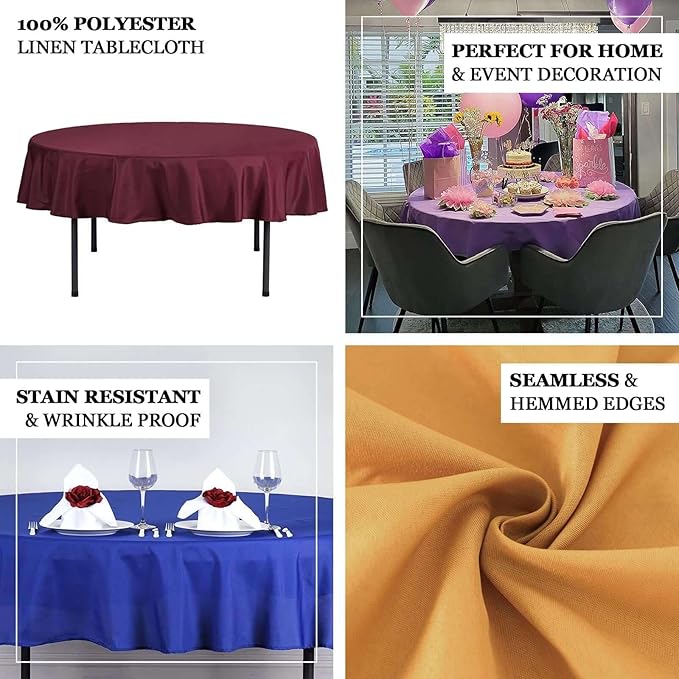 Efavormart Round Tablecloth, 70 Inch Stain & Wrinkle Resistant Washable Table Cloth, Decorative Polyester Fabric Table Cover for Banquet, Wedding, Dining- Champagne