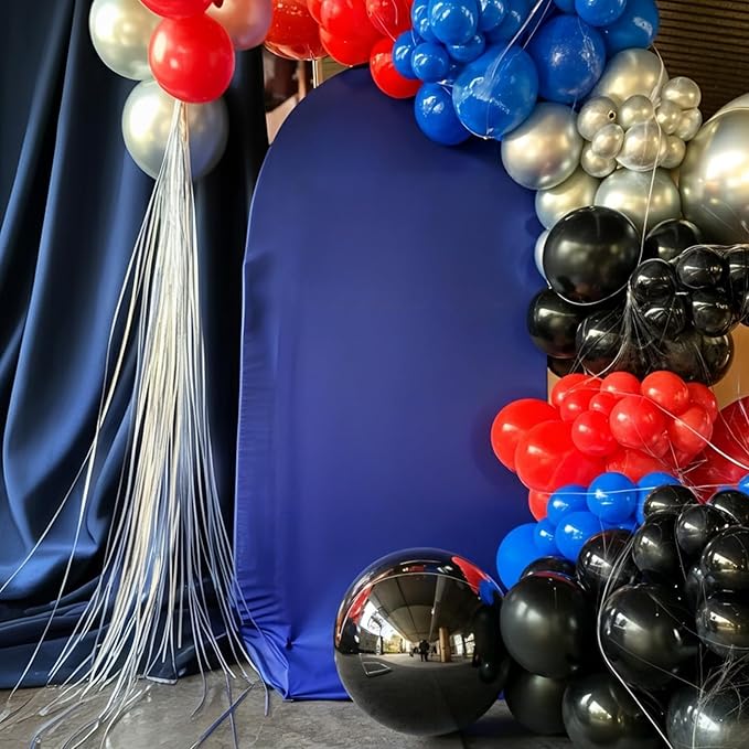 Red Blue Black Balloons, 12 Inch Black Red Royal Blue Metallic Silver Confetti Balloons with Star Foil Balloon for Man Boys Birthday Party Baby Shower Graduation Party Decoration