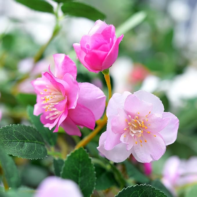 FiveSeasonStuff Fuchsia Pink Flower Garlands, Artificial Silk Wild Roses Bendable Vine Leaves Hanging Flowers for Wall Decoration Basket Trellis Wedding Home 2 Pack 12 ft