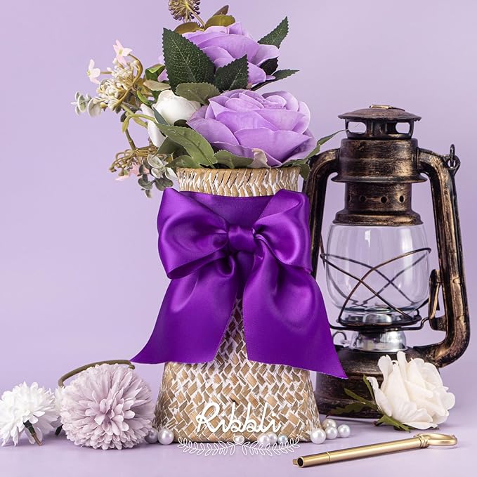 Ribbli Purple Double Faced Satin Ribbon, 3” x Continuous 10 Yards,Use for Bows Bouquet,Gift Wrapping,Floral Arrangement,Wedding Decoration