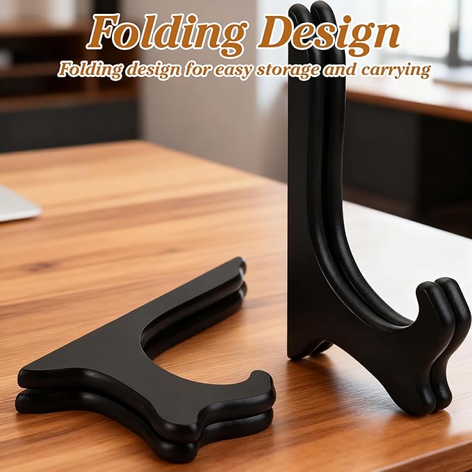 6Pcs 7 Inch Plate Stand, Small Folding Display Easels and Picture Holders for Decorative Picture Frame (Black)