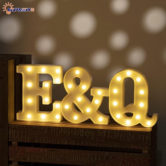 HXWEIYE Light Up Letters LED Marquee Sign 26 Alphabet and 10 Number Big Lights for Party Birthday Bar Battery Powered Christmas Decor (Warm White)