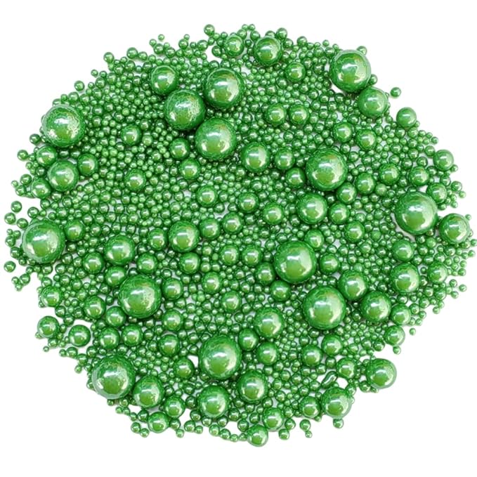Edible Pearl Sugar Sprinkles Christmas Green Candy Mixing Size Baking Edible Cake Decorations Cupcake Toppers Cookie Decorating Celebrations Wedding Valentines Easter Halloween Christmas Supplies 120g/ 4.24oz