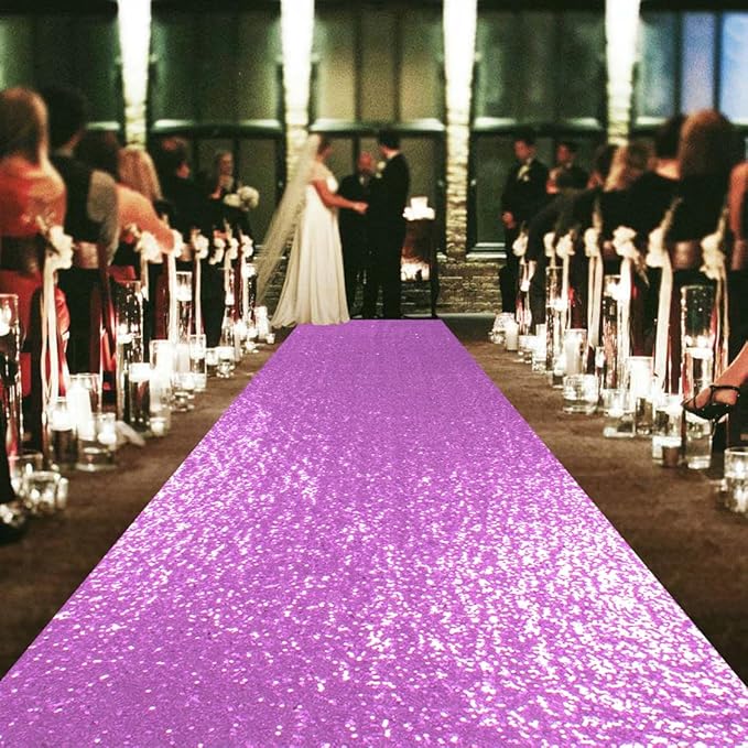 ShinyBeauty Lavender Carpet Runner for Party 2x15Ft Sequin Aisle Runners for Weddings Sparkly Floor Carpet Rug for Outdoor Indoor Ceremonies Decor