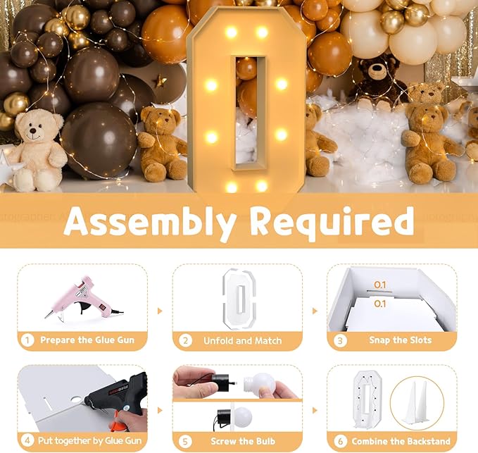 imprsv Marquee Light Up Letters, 3FT Marquee Letters for Birthday Baby Shower Wedding Decorations Light Up Letters for Engagement Party Decor, Large Marquee Letters for Party Decorations, Letter O