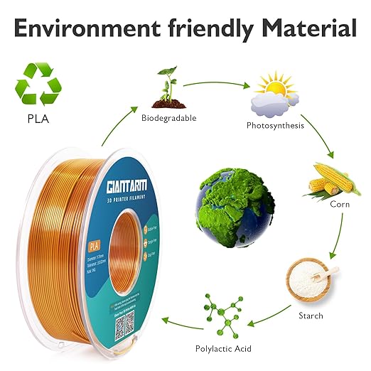 GIANTARM Dual Color PLA Filament, Silk PLA Filament 1.75mm +/-0.02mm,1KG Spool(2.2lbs) Vacuum Packaging, 3D Printing Filaments Fit Most FDM Printer