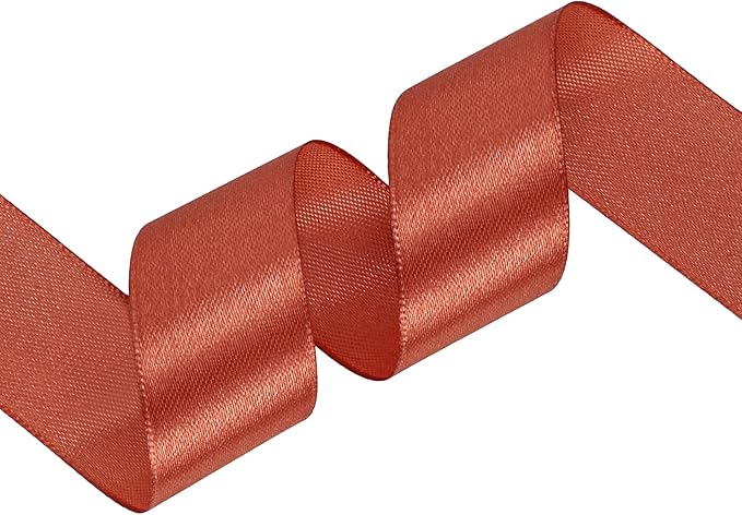 Copper Satin Ribbon 1 inch X Continuous 25 Yards, Single Face Polyester Ribbon Perfect for Gift Wrapping, Flower Bouquet, Wedding Decor, Crafts, Bow Making, Sewing and More