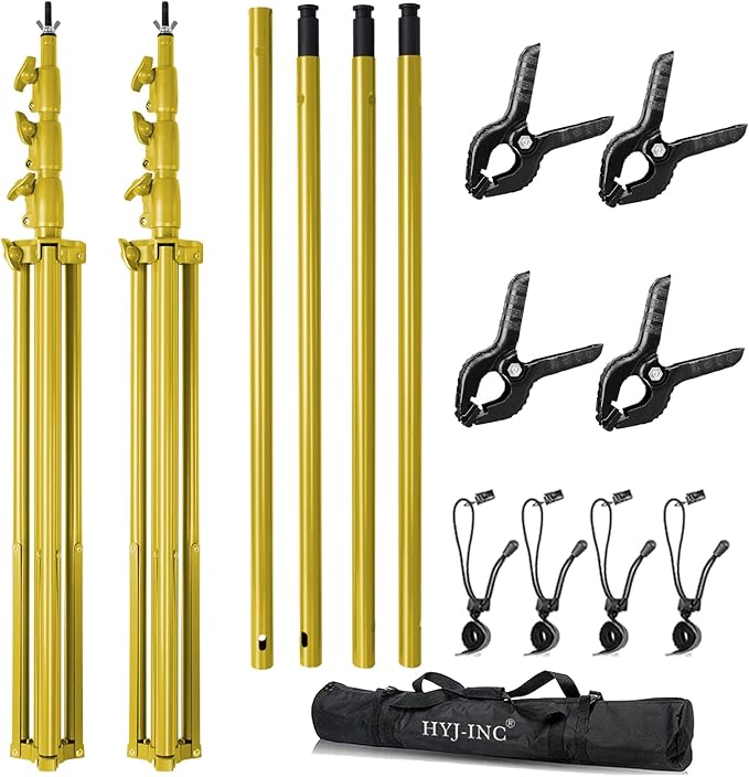 10x10Ft Photography Backdrop Stand - Titanium Gold, Adjustable Backdrop Stand for Parties, Photo Back Drop Stand, Background Support Stand with Carry Bag,Clamp.