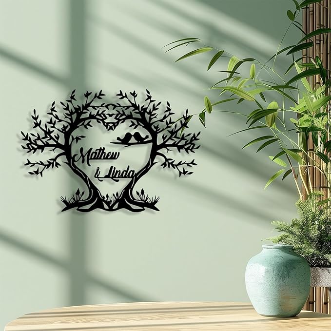Personalized Tree of Life Metal Sign Wall Art Decor, Custom Wedding Gifts for Couples, Custom Family Name Sign, Christmas Valentine's Day Housewarming Gifts