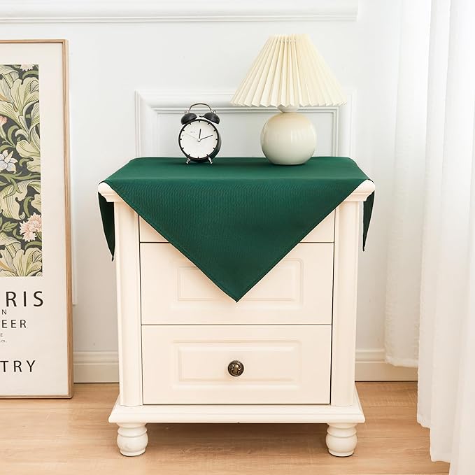 2 Pack Small Square Table Cloth 24X24 Inch Green Tablecloth Washable Polyester Solid Table Cover for Night Stand End Table Side Table Outdoor Indoor