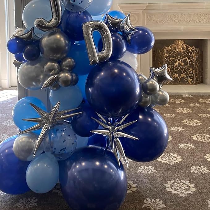 6 Pcs Explosion Star Foil Balloons- 12 Point Star Balloons,Silver Spike Balloons and 10Pcs Four Pointed Star Balloos for Party Supplies Christmas Birthday Wedding Photo Booth
