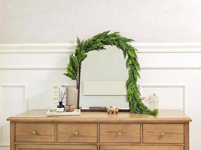 6FT Christmas Garland Cypress Garland Artificial Pine Garland Realistic for Mantle Stairs Table Wall Front Door Indoor Outdoor Christmas Xmas Decor Home Party Decorations
