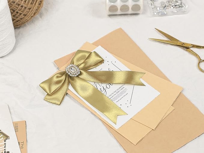 Light Gold Satin Ribbon 1 inch X Continuous 25 Yards, Single Face Polyester Ribbon Perfect for Gift Wrapping, Flower Bouquet, Wedding Decor, Crafts, Bow Making, Sewing and More