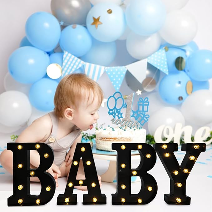 Led Marquee Letters, 8.58 Inch Black Light Up Letters, Small Led Letter Lights, Battery Powered Lighted Letterfor Table, Party, Birthday, Christmas Decor (Black, Letter G)