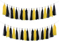 Yellow White and Black Tassel Garland Banner Paper Tassels for Party Decorations,Pack of 15
